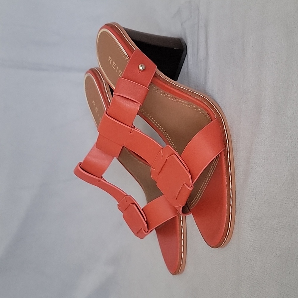 REISS Alessa Comfy Leather Strappy Heeled Mule, Color Red Stone, Size 40/US9